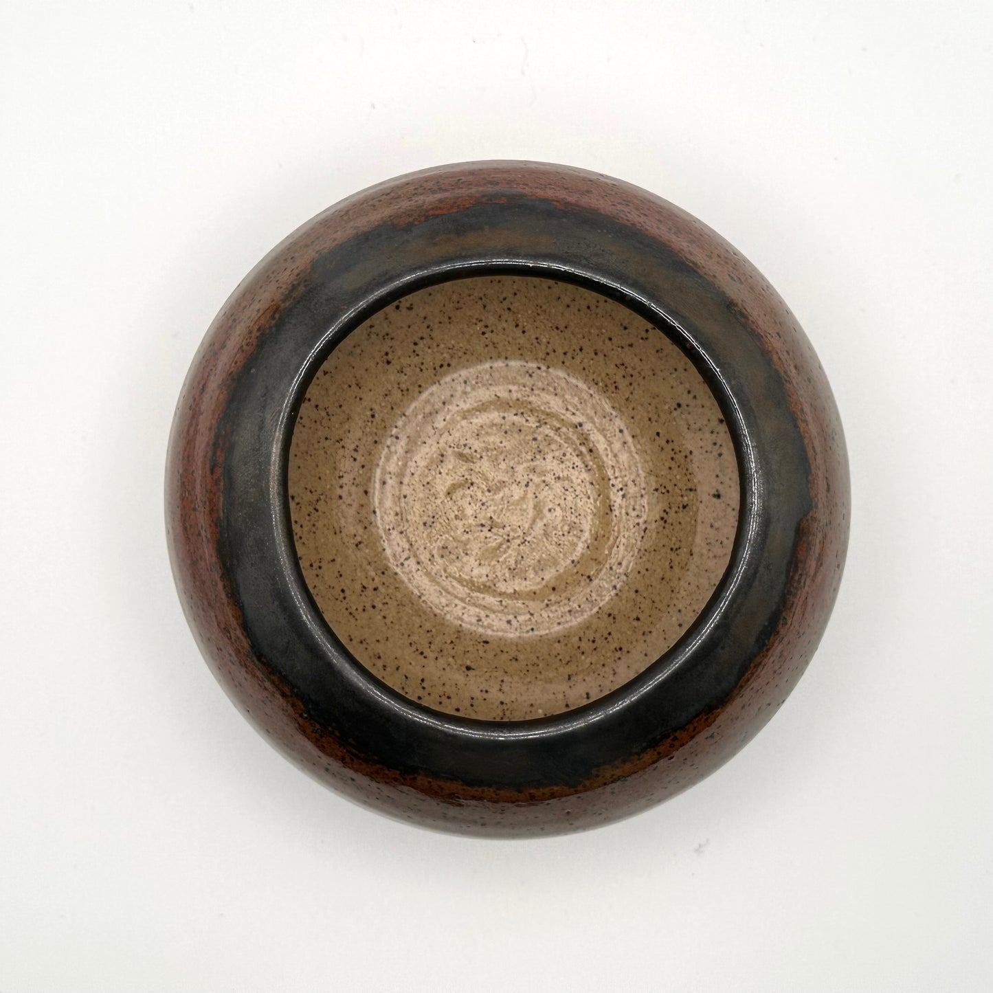 Round Kiwi Vase with Rusty Gold Rim